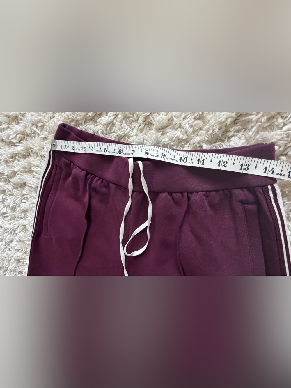 ALO Yoga Wide-Leg Track Pants in Plum with White Side Stripes - Picture 7 of 10